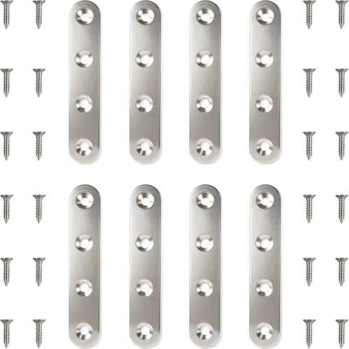 8 Pack 3 Inch Straight Flat Brace, Stainless Steel Mending Plates - size: 8 Pcs/ 3” x 0.63”