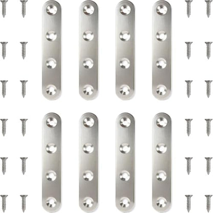 8 Pack 3 Inch Straight Flat Brace, Stainless Steel Mending Plates - size: 8 Pcs/ 3” x 0.63”