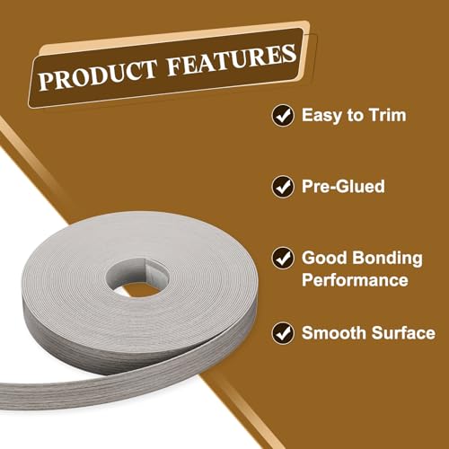 uxcell 7/8 Inchx50ft Wood Veneer Edge Banding Pre-Glued Flexible - size: 7/8 Inch x 50ft