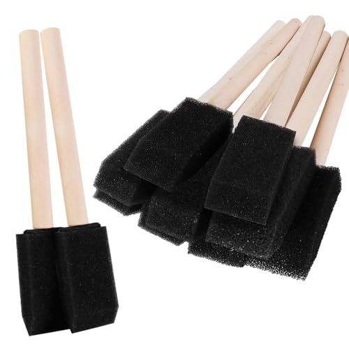 ZUFECY Foam Paint Brushes 18-Pack - 1" Wood Handle Sponge Applicators for Acrylics, Stains, Varnishes & Crafts
