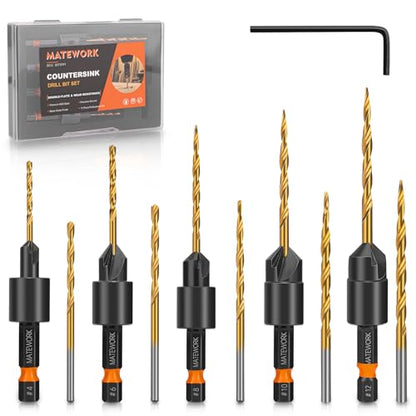 Matework Countersink Drill Bit Set 11PCS, M2 Cobalt HSS Wood Drill Bits - size: M2 Cobalt HSS