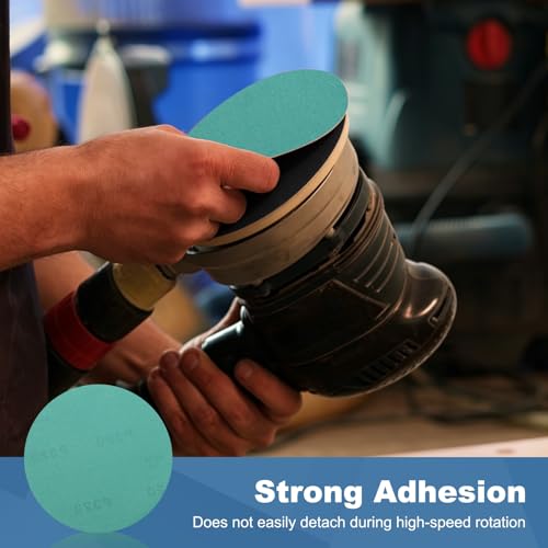 50Pcs 5" PSA Sanding Discs 320 Grit Polyester Film Green - size: 5 Inch-320 Grit