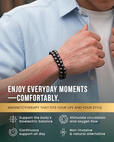 MagnetRX® Hematite Beaded Magnetic Bracelets (Double Strength 8mm) - color: Black 8mm Bead (Double Strength)