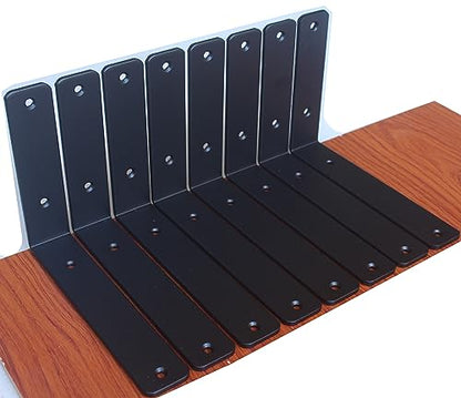 8 Pack - L 8" x H 6" x W1.5, 5mm Thick Black L Shelf Bracket, Iron Shelf Brackets, Metal Shelf Bracket, Industrial Shelf Bracket, Floating Shelf Bracket, Shelf Supports with Screws - size: 8''x6'', style: Black 8 Pack