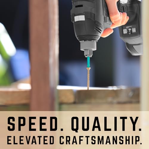 GRK Fasteners Deck Elite #9 x 1-5/8 Inch Decking Screws, 1080 PCS, Corrosion Resistant Coating, Outdoor Fencing, Railing, and Deck Fasteners, Fast Bite Tip, Star Drive Recess, T-25 Bit Included, Tan