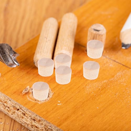 Yardwe 3/8 inch Wood Plugs for Screw Holes Wooden Hole Plugs for Pocket Holes Slightly Tapered Furniture Plug Caps for DIY Woodworking Repair Hole Filler