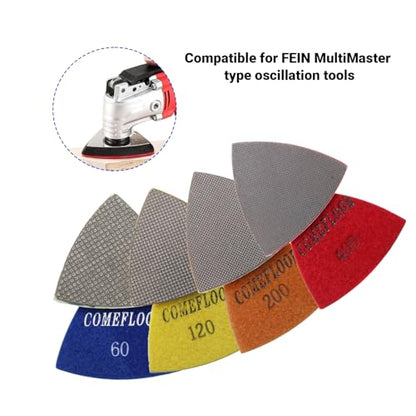 Triangular Diamond Polishing Pads for Corner Edge, Electroplated Sanding Pads for Oscillating Multi-Tools, 3’’(80mm), Grit 200, 4PCS - style: 200#