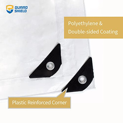 GUARD SHIELD White Tarp 8x8 Feet Medium Duty All Purpose Poly Tarps Cover 7mil - color: White, size: 8x8