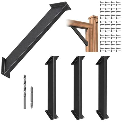 45 Degree Steel Pergola Brackets Kit, 4pcs Black Angle Support Braces