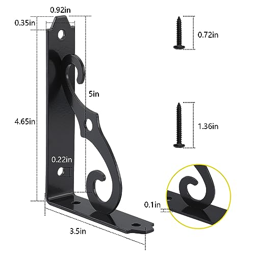HOME MASTER HARDWARE Decorative Shelf Brackets, 5x3.5 inch, Black, 4 Pack - size: 5 x 3 1/2 Inch, style: Black-4Pack