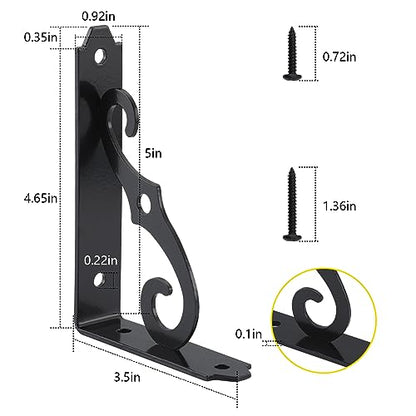 HOME MASTER HARDWARE Decorative Shelf Brackets, 5x3.5 inch, Black, 4 Pack - size: 5 x 3 1/2 Inch, style: Black-4Pack