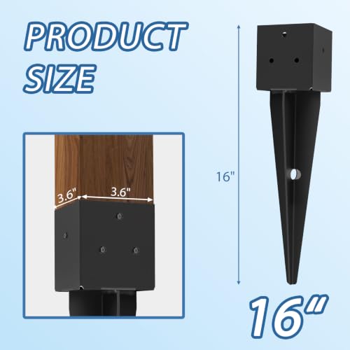 1 Pcs 16" 4"x4" Fence Post Anchor Ground Spike (Fit 3.6"x3.6") Lumber