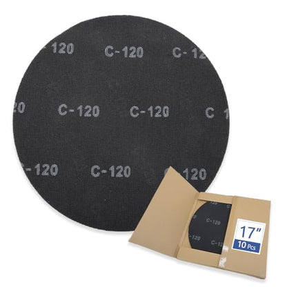 HUAALIUCHE 17" Sanding Screen Discs - Mesh Floor Sanding Screen - Black Silicon Carbide - for Wood Floors (10 Pack, 120 Grit) - size: 17 inch, style: #120-10 Pack