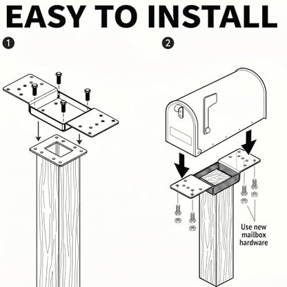 Mailbox Mounting Bracket Universal Plate for Post Mount Mailboxes Wood or Hollow Posts Mailbox Mounting Plate for Most Post Mounted Mailboxes with Holes at The Bottom