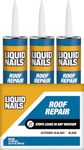 Liquid Nails Roof Repair 10.3 oz. Black Exterior Waterproofing Roof Adhesive, 12 Pack - size: 10.3 oz (Pack of 12)