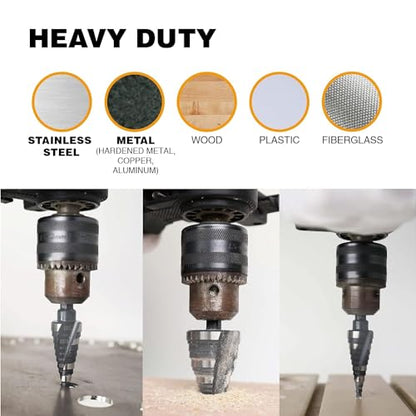 1/4"-2" M2 Step Drill Bit Unibit for Hole Drilling 10 Sizes - size: 1/4" to 2" (Spiral)