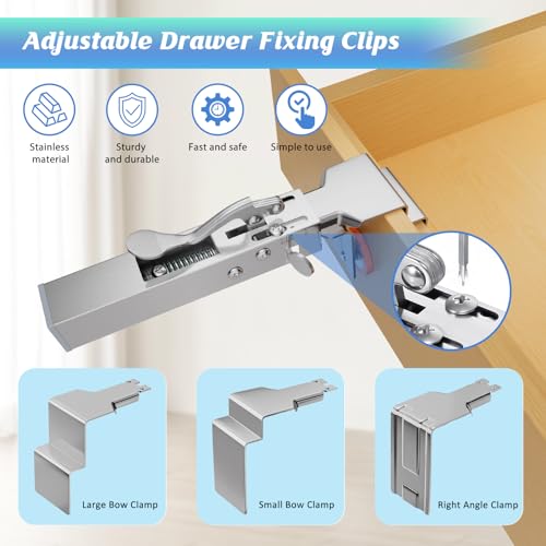 2 Pack Drawer Front Installation Clamps, Quick-Install Drawer Fixing Clamp