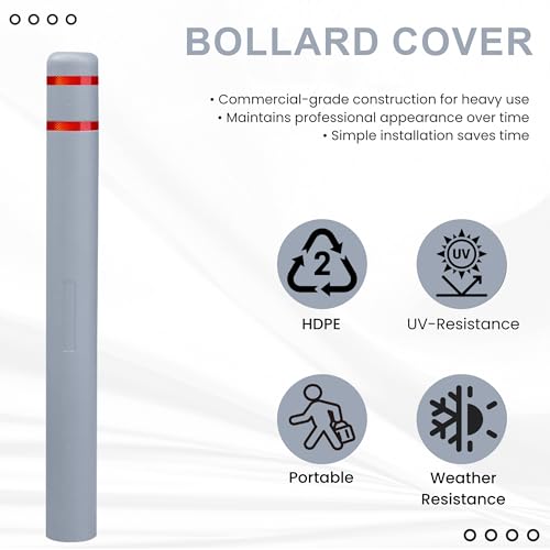 OrangeStar Bollard Cover 4" x 46" Grey with 2 Reflective Collars - color: Grey, size: 4"x46"