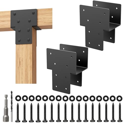 4x4 Post Caps Tie Brackets, 2Pcs Heavy Duty Connector Pergola Brackets - size: 4x4 2pcs