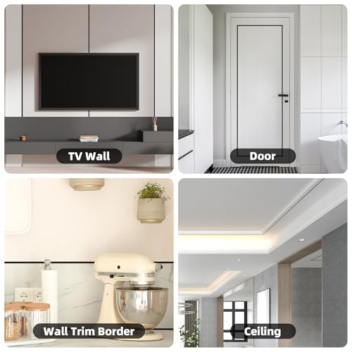 9.8Ft Peel and Stick Wall Molding Trim Matte Black - color: Matte Black, size: 9.8 Ft