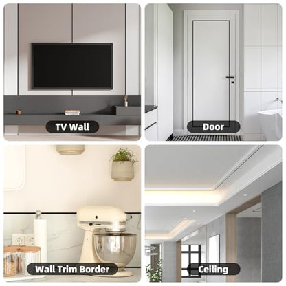 9.8Ft Peel and Stick Wall Molding Trim Matte Black - color: Matte Black, size: 9.8 Ft