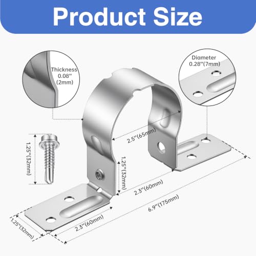 36 Pack 2-3/8 Inch Galvanized Pipe Brackets with Screws