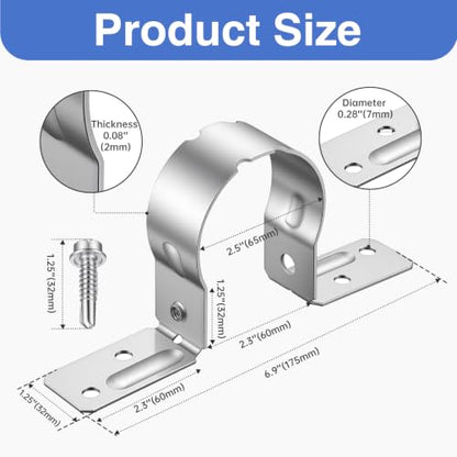 36 Pack 2-3/8 Inch Galvanized Pipe Brackets with Screws