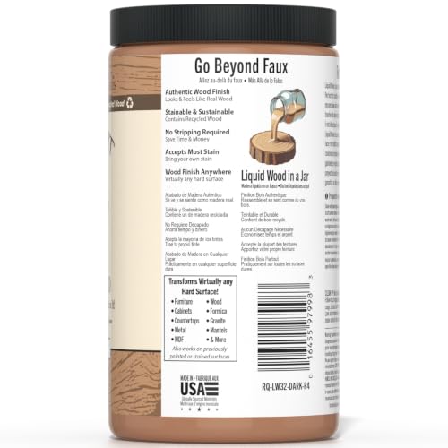 Retique It Liquid Wood - Dark Wood Quart - Paint it Then Stain it - Stainable Wood Fiber Paint - Put a Fresh Coat of Wood on it (32 Fl Oz Dark Wood) - color: 3 Dark Wood, size: 32 Fl Oz (Pack of 1)