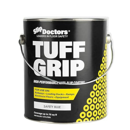 Tuff Grip Anti-Slip Paint for Ramps, Floors, Decks & Stairs – Durable Non-Skid Coating for Enhanced Traction (Safety Blue) - color: Safety Blue