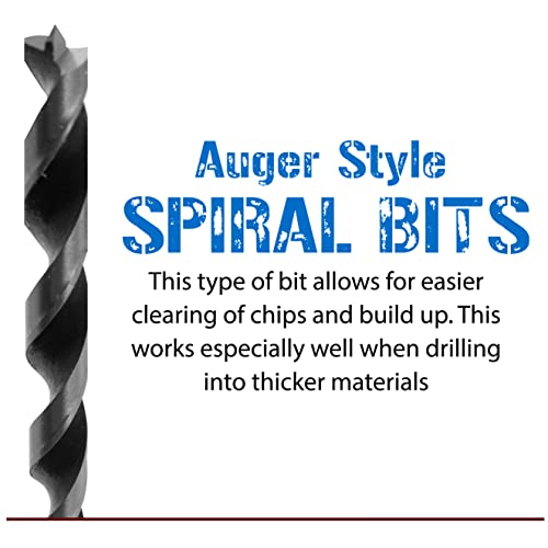 12 Inch Long Drill Bits for Wood Boring 7 Brad Point Drill Bits (1/8"-1/2")