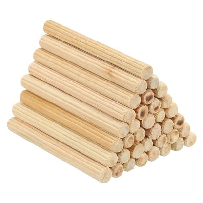 PATIKIL 1/4" x 2-11/32"(6 x 60mm) Wood Dowel Pins, 60 Pack Fluted Wooden Dowel Pin Straight Groove Rods for Furniture Door Art Crafts Projects - size: 1/4" x 2-11/32"