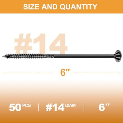 VIGRUE Deck Screws, Wood Screws - Star Drive Decking Screws for Timber, Log, Landscaping Wood, Rust-Resistant, Easy to Install, DIY Projector & Wood Working (50PCS #14X6) - style: 50PCS #14-6 deck screws