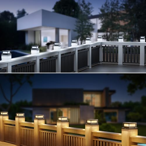 Mlambert 8 Pack Solar Post Lights, 4x4 6x6 Wood/Vinyl Fence Cap, Black - color: Black, size: 8 Pack