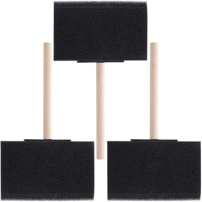 3pcs Foam Paint Brushes, 4 Inch Wood Handle Sponge Paint Brush, Sponge Painting Tool for Details, Staining, Varnishes, Large Area and DIY Craft Projects- Black - color: Black-3pcs-4"