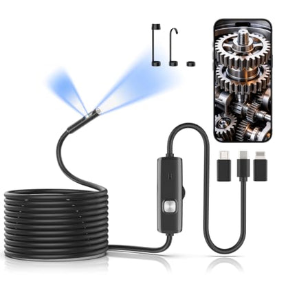 Dual-Lens Endoscope Camera with Light,1920P HD Borescope Inspection Camera