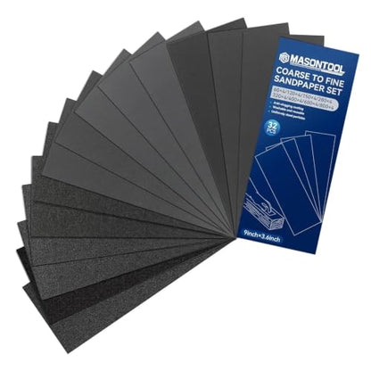 32 Pcs Coarse Sandpaper 60-800 Grit Wet Dry Sheets - size: 32PCS/60-800Grit