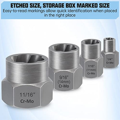 XEWEA 21PCS Bolt Nut Extractor Set, 3/8" Drive Easy Out Socket Remover - size: 21PCS