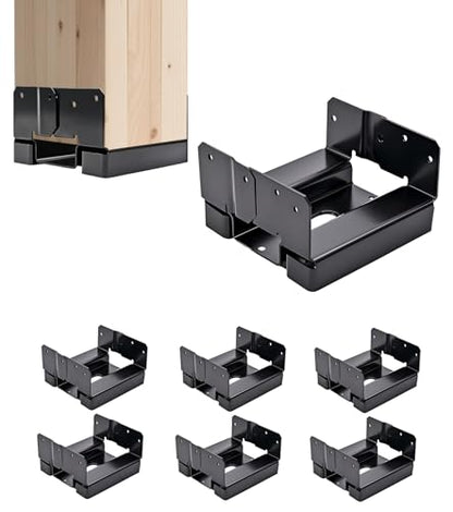 6 PCS 6x6 Post Base for Concrete,Brackets for Wood Posts,Heavy Duty Powder Coating Rust Prevention,Suitable for Deck terraces/pavilions/Steps/Fences Post Anchor Base - size: 6*6(6pcs)
