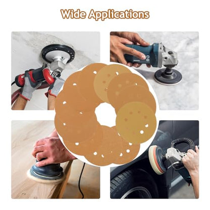 50 PCS 60-320 Grits 5 Inch 8 Hole Hook and Loop Sanding Discs
