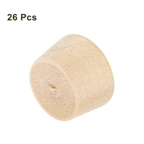 uxcell 26Pcs Wood Button Plugs, 11.5mm/0.45" Flat Head Hardwood Screw Hole Plug Wooden Caps Buttons Wood Plug for Furniture Woodworking Craft Decor (13mm x 11.5mm) - size: 13x11.5x9mm