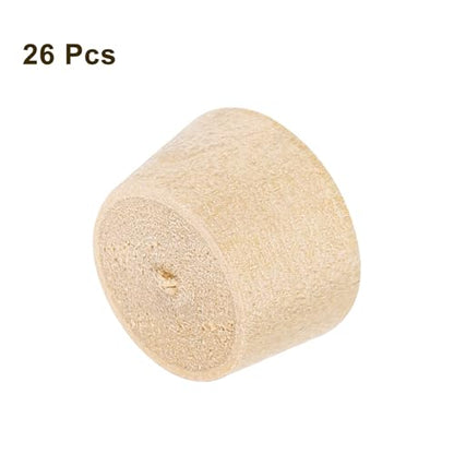 uxcell 26Pcs Wood Button Plugs, 11.5mm/0.45" Flat Head Hardwood Screw Hole Plug Wooden Caps Buttons Wood Plug for Furniture Woodworking Craft Decor (13mm x 11.5mm) - size: 13x11.5x9mm