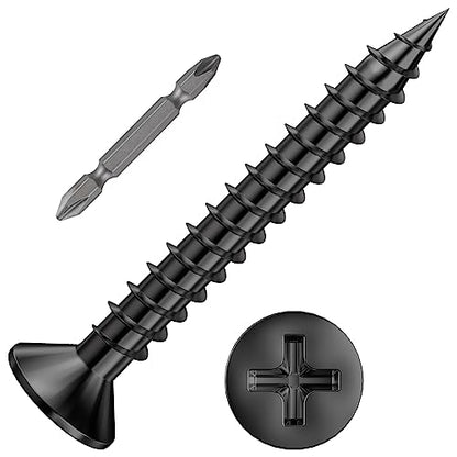 Wensilon (250Pcs) #8x1-1/4 Black Wood Screw Quick Metal Self Tapping Flat Head - color: Black, size: #8x1-1/4