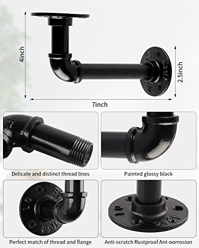 MUZIK 24Pc 7"×4" L Pipe Shelf Bracket, Heavy Duty Wall Mount, DIY Shelving - size: 7*4 Inch, style: 24 Pack