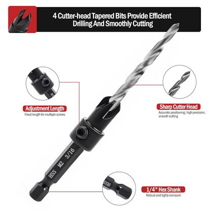 3PCS M2 Countersink Drill Bit Set - size: 3pcs
