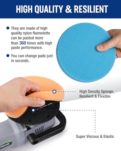 WORKPRO 6.5 Inch Buffing Sponge Pads, 5 PCS - size: 6.5×6.5×1inch