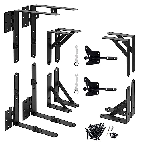 HILLMASTER 2 Set Anti Sag Gate Frame Kit Gate Corner Brace Bracket Heavy Duty Adjustable Gate Hardware with Gate Latch for Wooden Fences,Driveway Gates,Shed Doors,Corral Gates,Wood Windows - size: 2 Sets