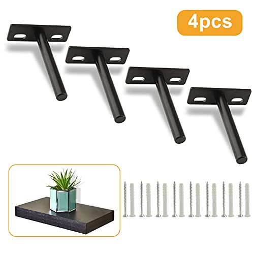 3 Inch Floating Shelf Bracket, Black, 4 Pcs - size: 3 Inch