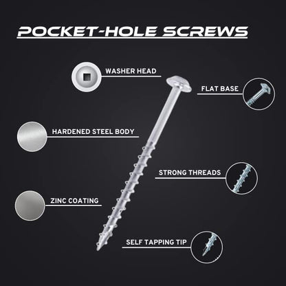 Massca Pocket Hole Screws, Self Tapping Wood Screws | 1" Fine Thread