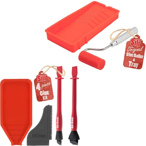 Sili Non-Stick Wood Glue Brush Applicator Kit & Sili Glue Roller with Silicone Application Tray