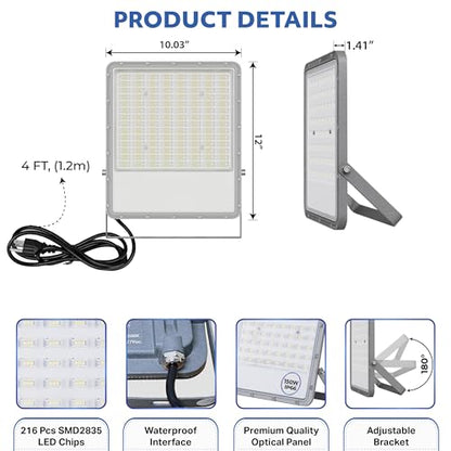 150W LED Flood Light Outdoor, 110-277V Commercial & Residential LED Lights IP66 Waterproof, 6500K Daylight White, 16500LM, Energy Efficient Flood Outdoor Lights, Plug-in LED Flood Lights, 2 Pack - size: 150W-2Pcs